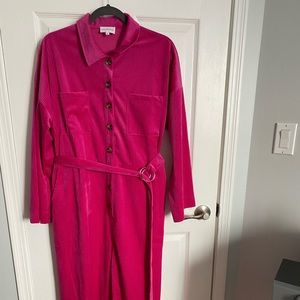 Pink Corduroy Utility Coveralls / Jumpsuit